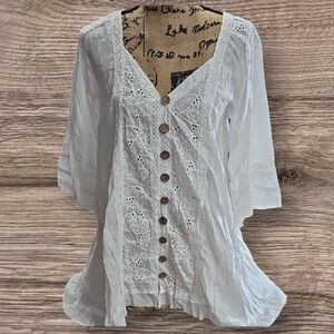 NWOT POL S/M Eyelet And Crochet Dress Or Tunic